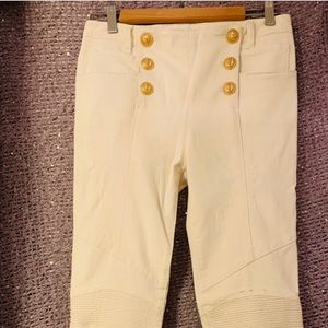 Balmain Moto Biker Skinny Jeans:  Ecru Denim:  NWOT